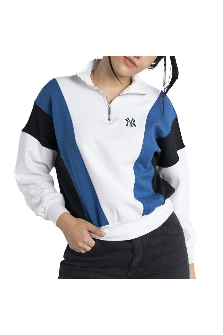 Women's Lusso  White New York Yankees Malia Quarter-Zip Sweatshirt, Main, color, White