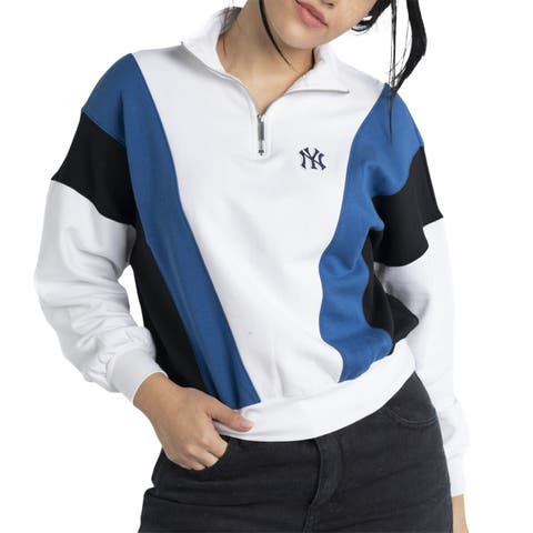 Women's Lusso  White New York Yankees Malia Quarter-Zip Sweatshirt