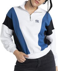 LUSSO Women's Lusso  White New York Yankees Malia Quarter-Zip Sweatshirt