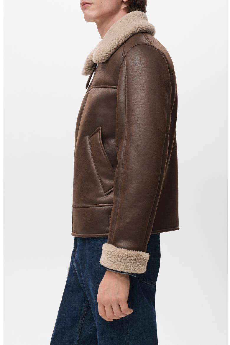 Faux Shearling Jacket, Alternate, color, TOBACCO BROWN