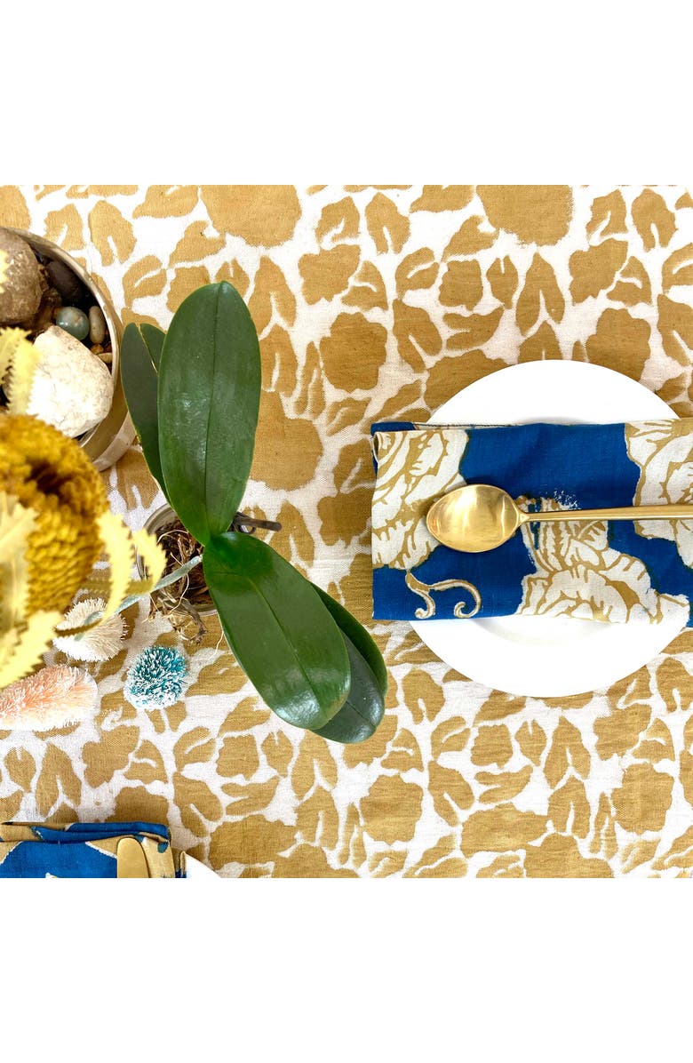 Ichcha Hand Block Printed Tablecloth, Alternate, color, Yellow