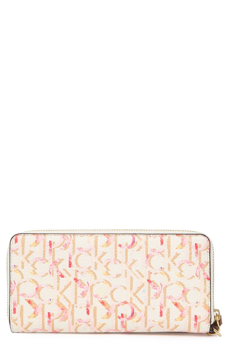 Calvin Klein Pindot Logo Zip Around Wallet, Alternate, color, 