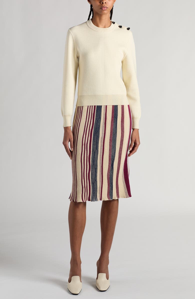 Bottega Veneta Stripe Linen & Cotton Skirt, Alternate, color, 