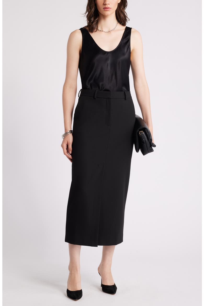 Satin Scoop Neck Tank, Alternate, color, BLACK