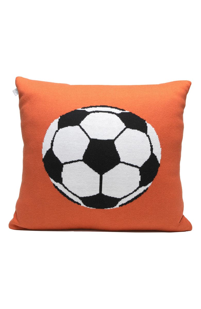 RIAN TRICOT Soccer Ball Accent Pillow, Main, color, Dark Orange