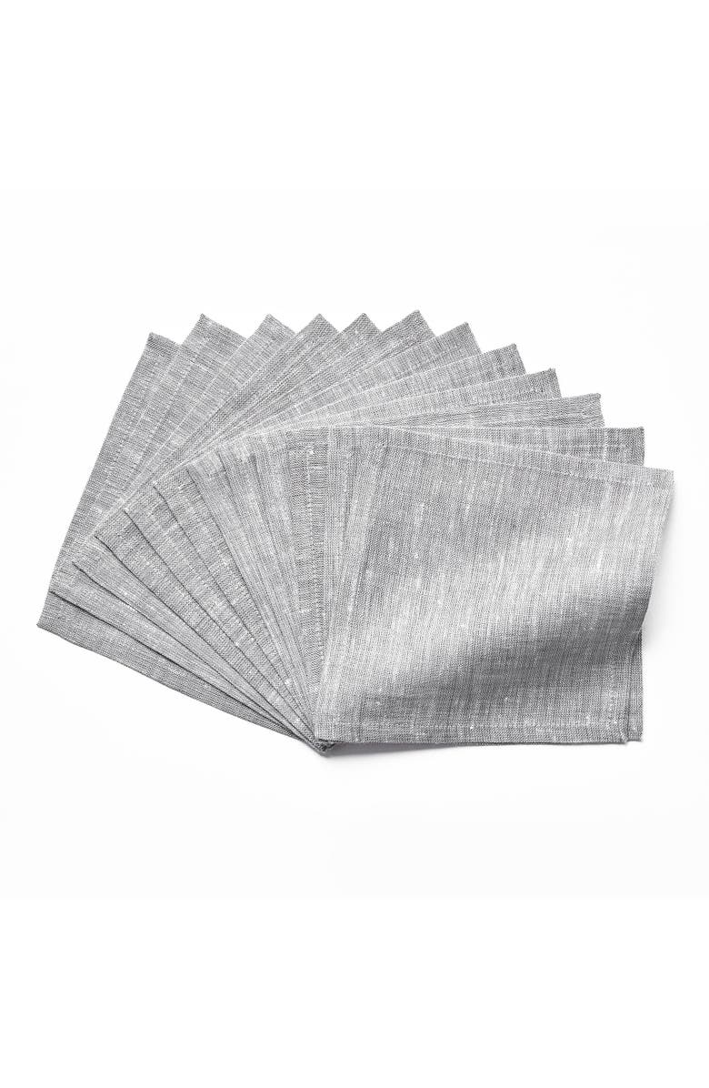Solino Home Linen Cocktail Napkins - Athena, 6" x 6", Main, color, Oyster Grey