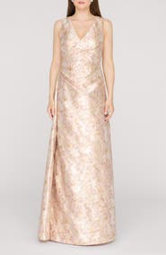 JS Collections Deborah A-Line Jacquard Gown