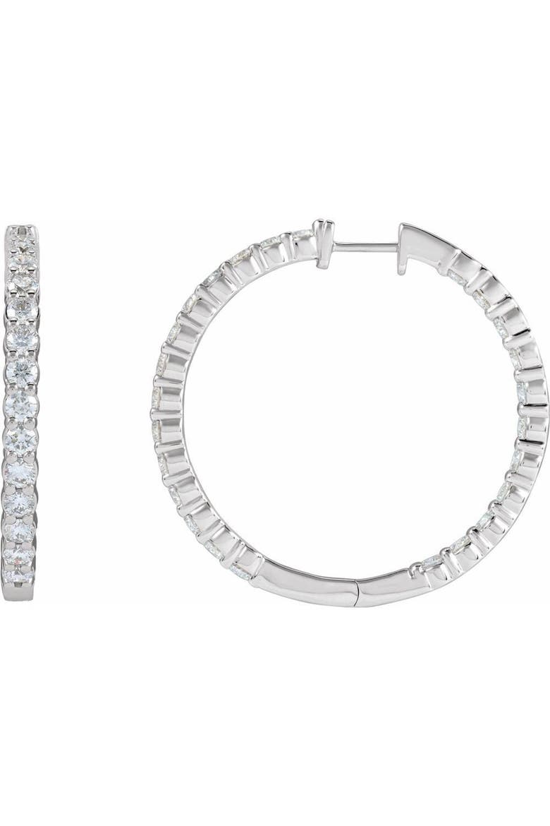 5 CT Lab-Grown Diamond Hoop Earrings in 14K Gold, Alternate, color, White