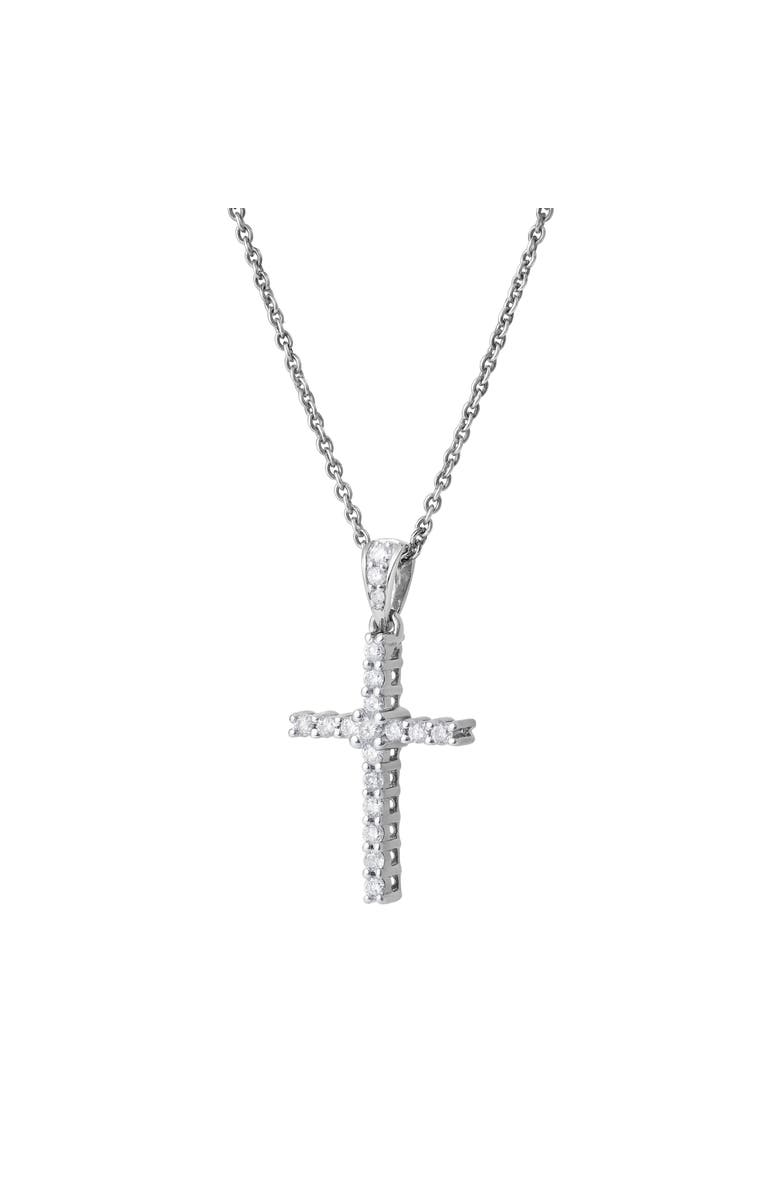 LuvMyJewelry Divine Flow 0.25 Cts Natural Diamond Cross 14K Gold Pendant, Alternate, color, 14K White Gold