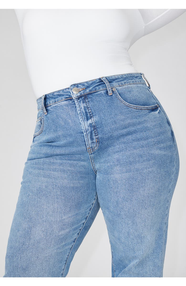 ELOQUII The Naomi Comfort Stretch Straight Leg Jean, Alternate, color, Medium Wash Denim