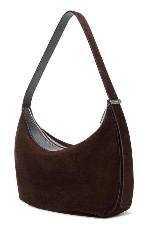 Staud Demy Large Leather-trimmed Suede Shoulder Bag In Brown