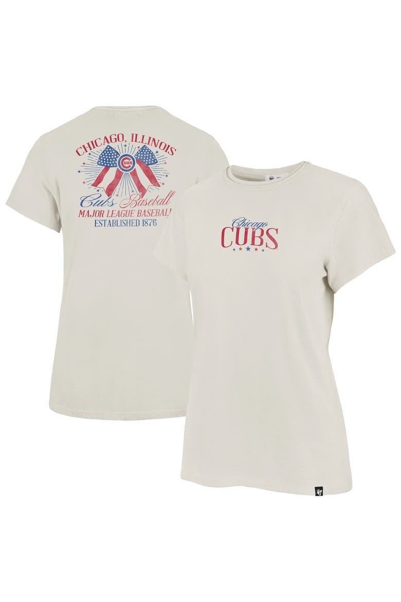 Women's '47 Cream Chicago Cubs Bow Burst Frankie T-Shirt, Main, color, Cream