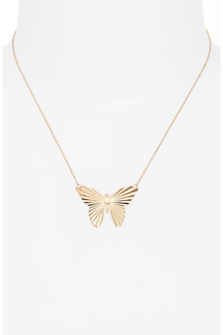 Ivy Butterfly Pendant Necklace, Alternate, color, YELLOW VERMEIL