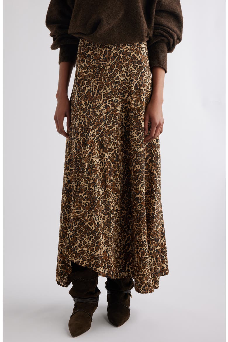 Sakura Leopard Print Stretch Silk Maxi Skirt, Main, color, LEOPARD