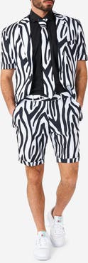 OppoSuits Zazzy Zebra Summer Trim Fit Two-Piece Short Suit with Tie