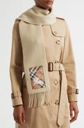 Burberry Equestrian Knight Detail Cashmere Fringe Scarf