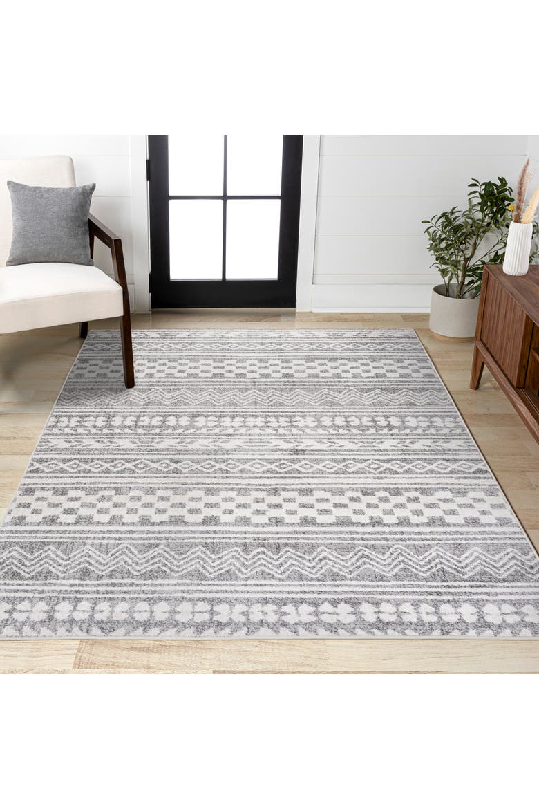 Imlil  Geometric Stripe Area Rug, Alternate, color, Light Gray/Cream