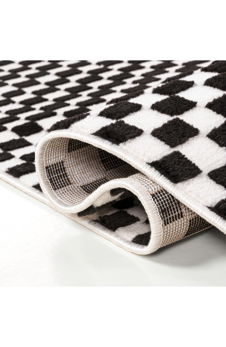 JONATHAN Y Finn High-Low Modern Minimalist Checkered Monotone Area Rug, Alternate, color, Black/White