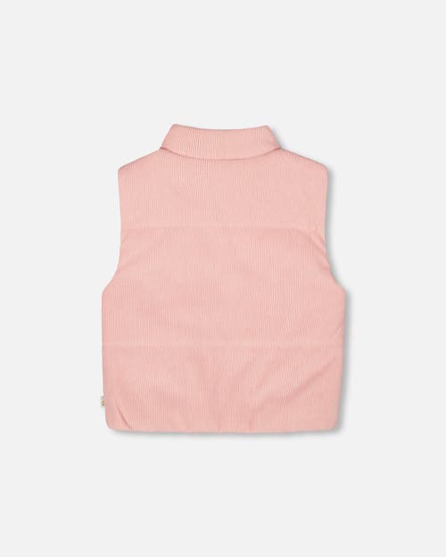 Deux Par Deux Corduroy Puffy Sleeveless Vest In Pink