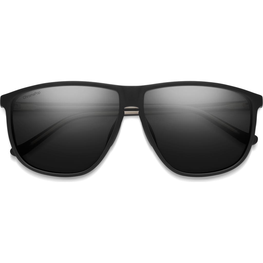Smith Mono Lake 63m Oversize Chromapop™ Polarized Round Sunglasses In Matte Black/black