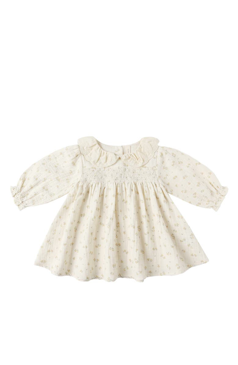 QUINCY MAE Callie Long Sleeve Organic Cotton Dress & Bloomers, Main, color, Natural