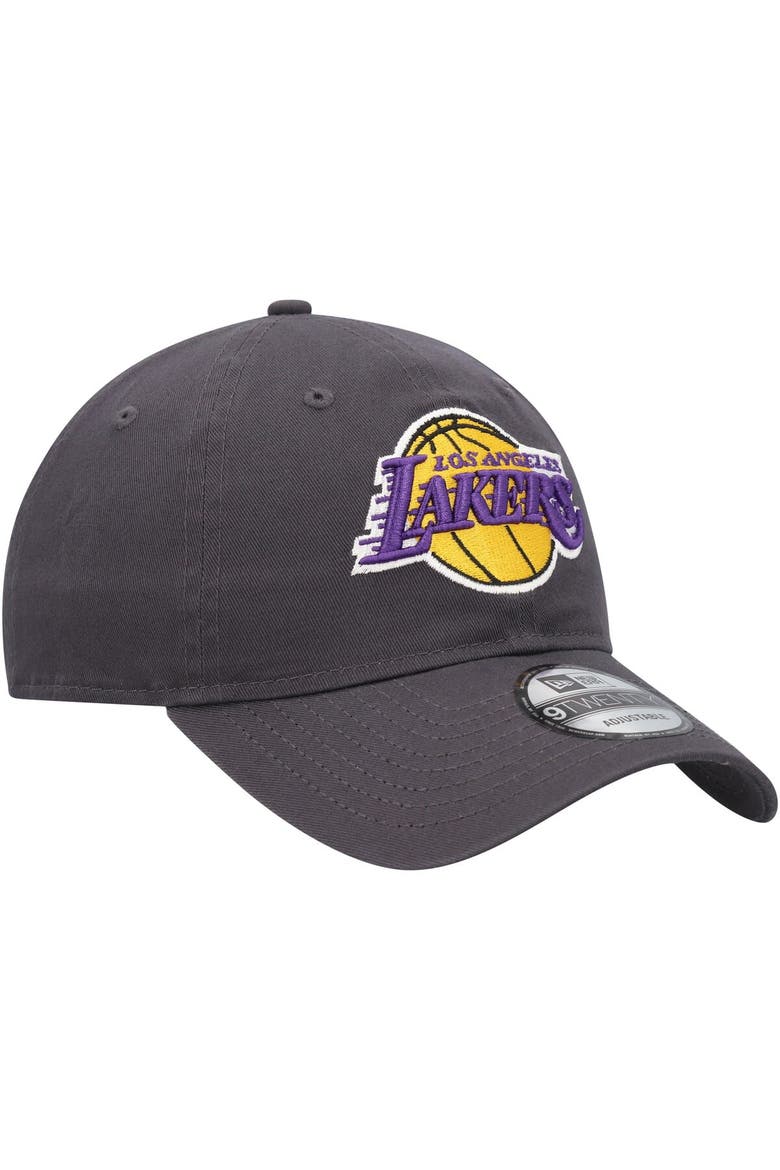 Men's New Era Charcoal Los Angeles Lakers Team 2.0 9TWENTY Adjustable Hat, Alternate, color, Charcoal