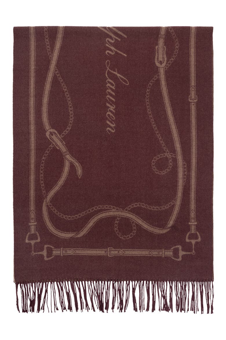 Belting Wool Blend Blanket Wrap, Alternate, color, GARNET/ TAN