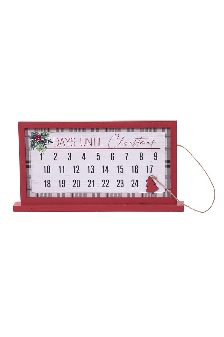 Multicolor Traditional Plaid Advent Calendar Wooden Christmas Decor, Main, color, Multicolored