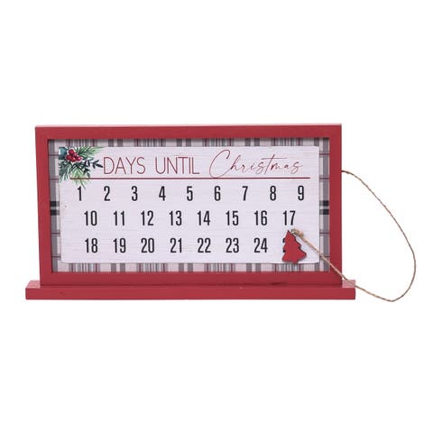 Multicolor Traditional Plaid Advent Calendar Wooden Christmas Decor