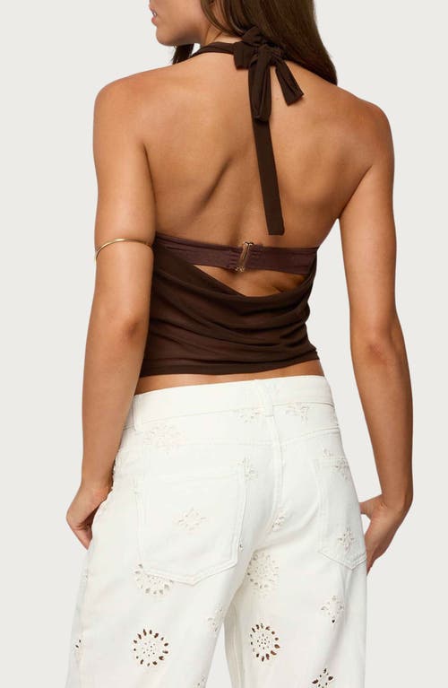 Edikted Issey Layered Bra Cowl Neck Top In Brown