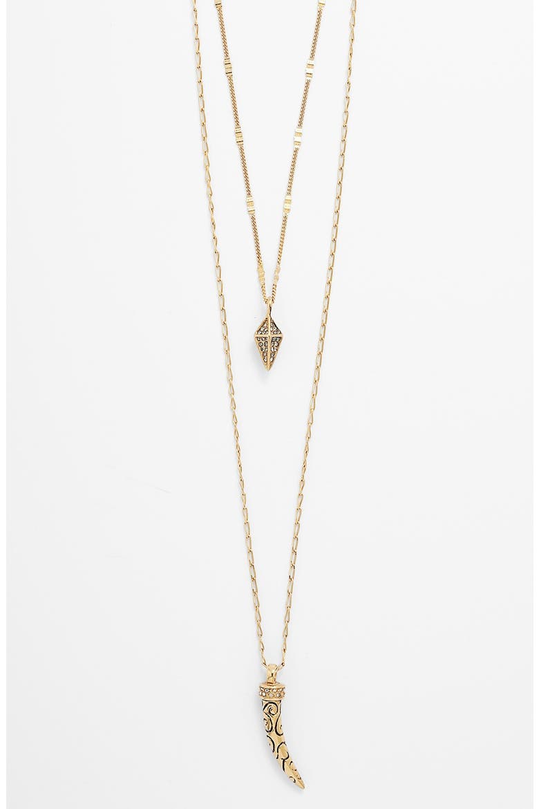 Multistrand Horn Pendant Necklace, Main, color, GOLD/ CLEAR/ BLACK DIAMOND