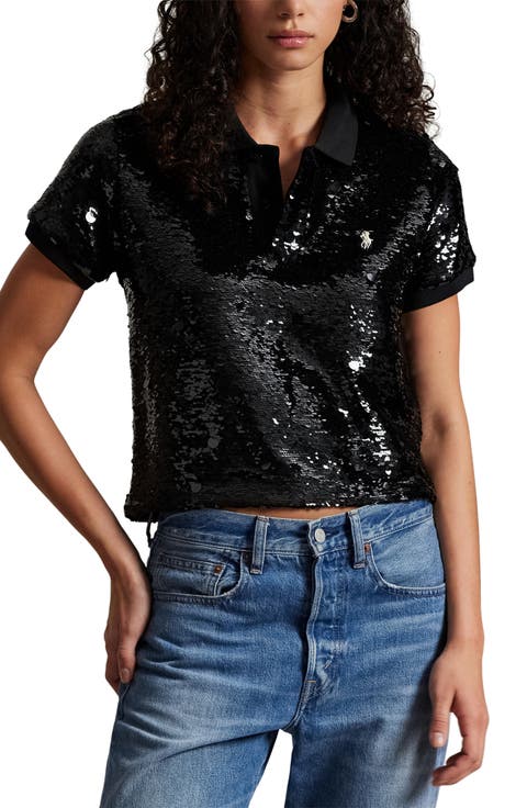 Sequin Crop Polo