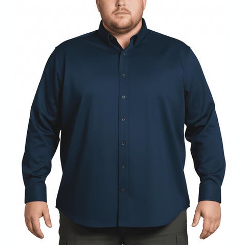 Men’s Big and Tall Commuter Shirt, Long Sleeve Button Down, Tailored Fit, Spread Collar, Performance Fabric, Stylish & Casual Breathable Shirt