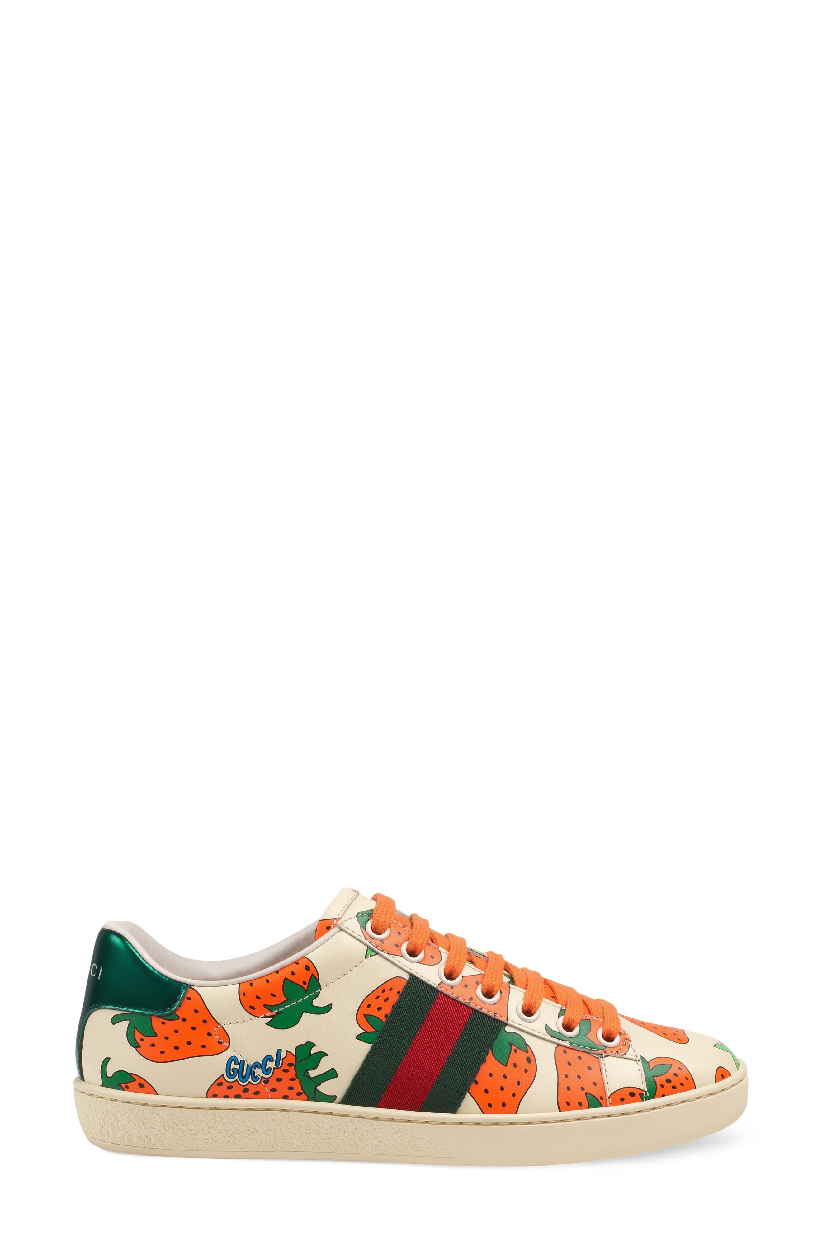 Gucci New Ace Strawberry Print Sneaker, Alternate, color, 