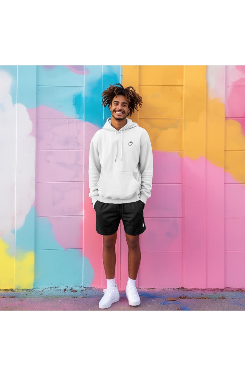 Dalix Mens Ghost Relaxed Fleece Sweat Elastic Shorts, Alternate, color, Black