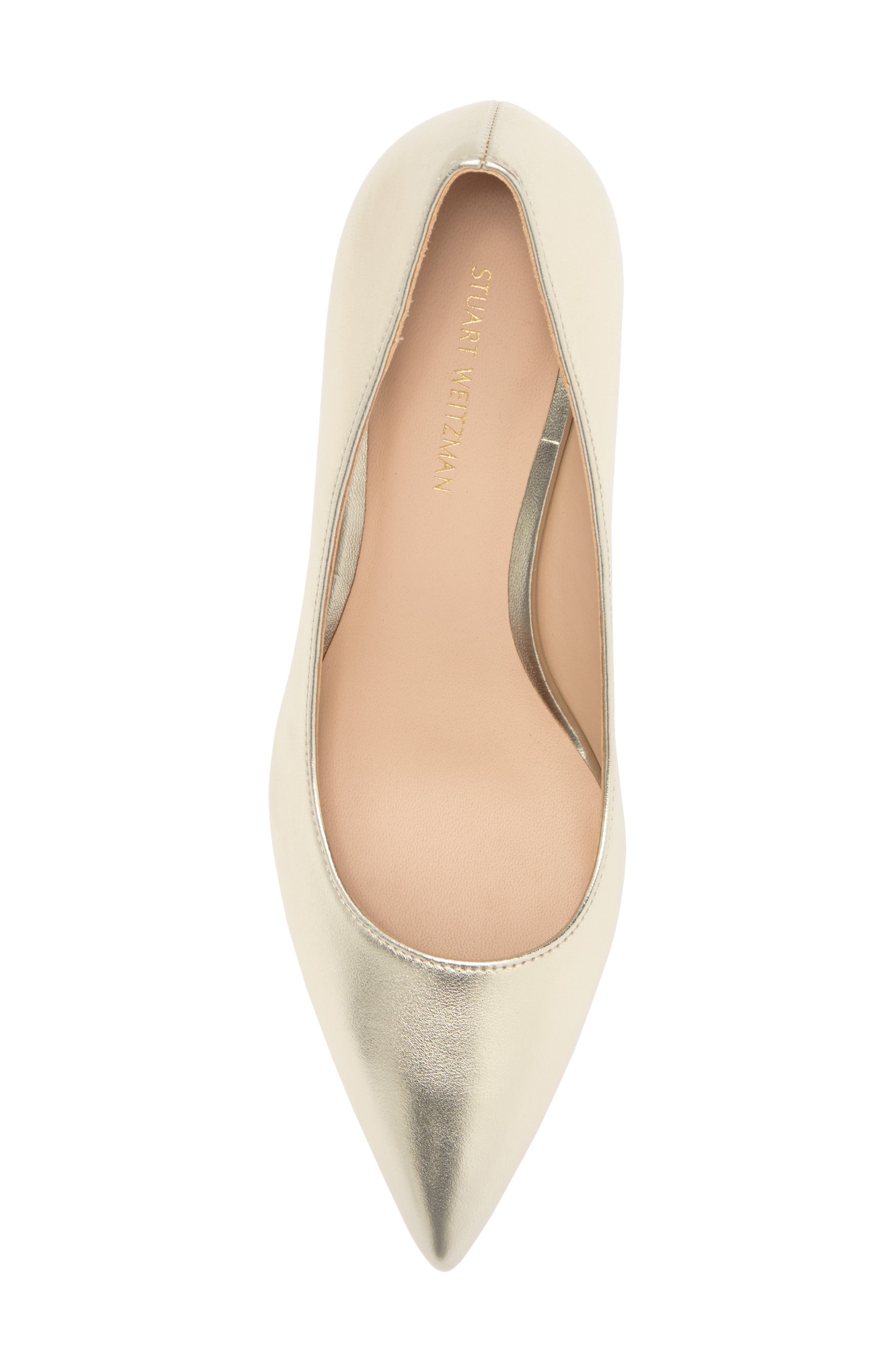 Stuart Weitzman Leigh 75 Pointed Toe Pump, Alternate, color, Platino