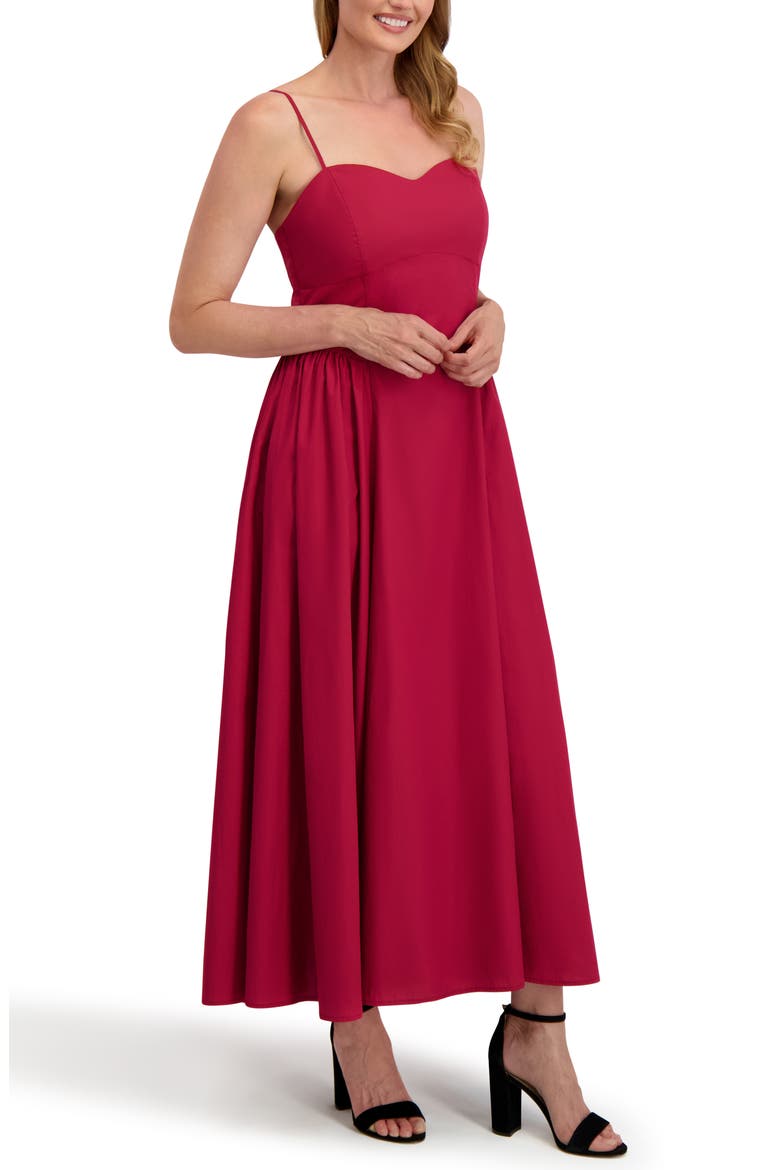 Olivia Sweetheart Midi Dress, Alternate, color, RUMBA RED