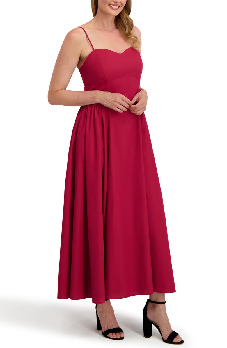 Laundry by Shelli Segal Olivia Sweetheart Midi Dress, Alternate, color, Rumba Red