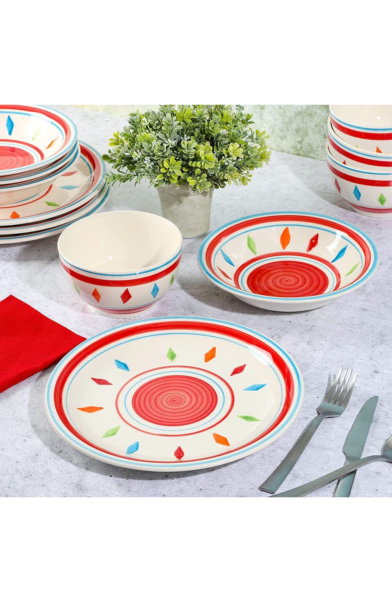 Gibson Home Heidy 12 Piece Durastone Dinnerware Set, Alternate, color, White