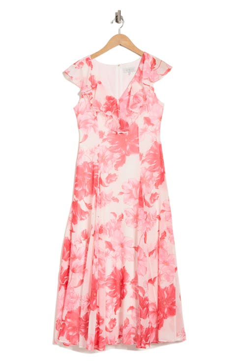 Floral Godet Midi Dress