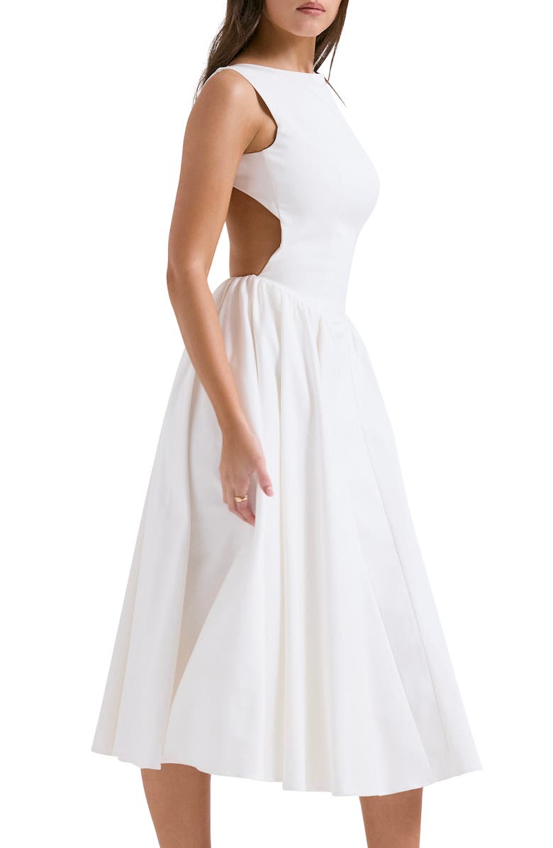 HOUSE OF CB Cindy Sleeveless Twill Midi Cocktail Dress, Alternate, color, White