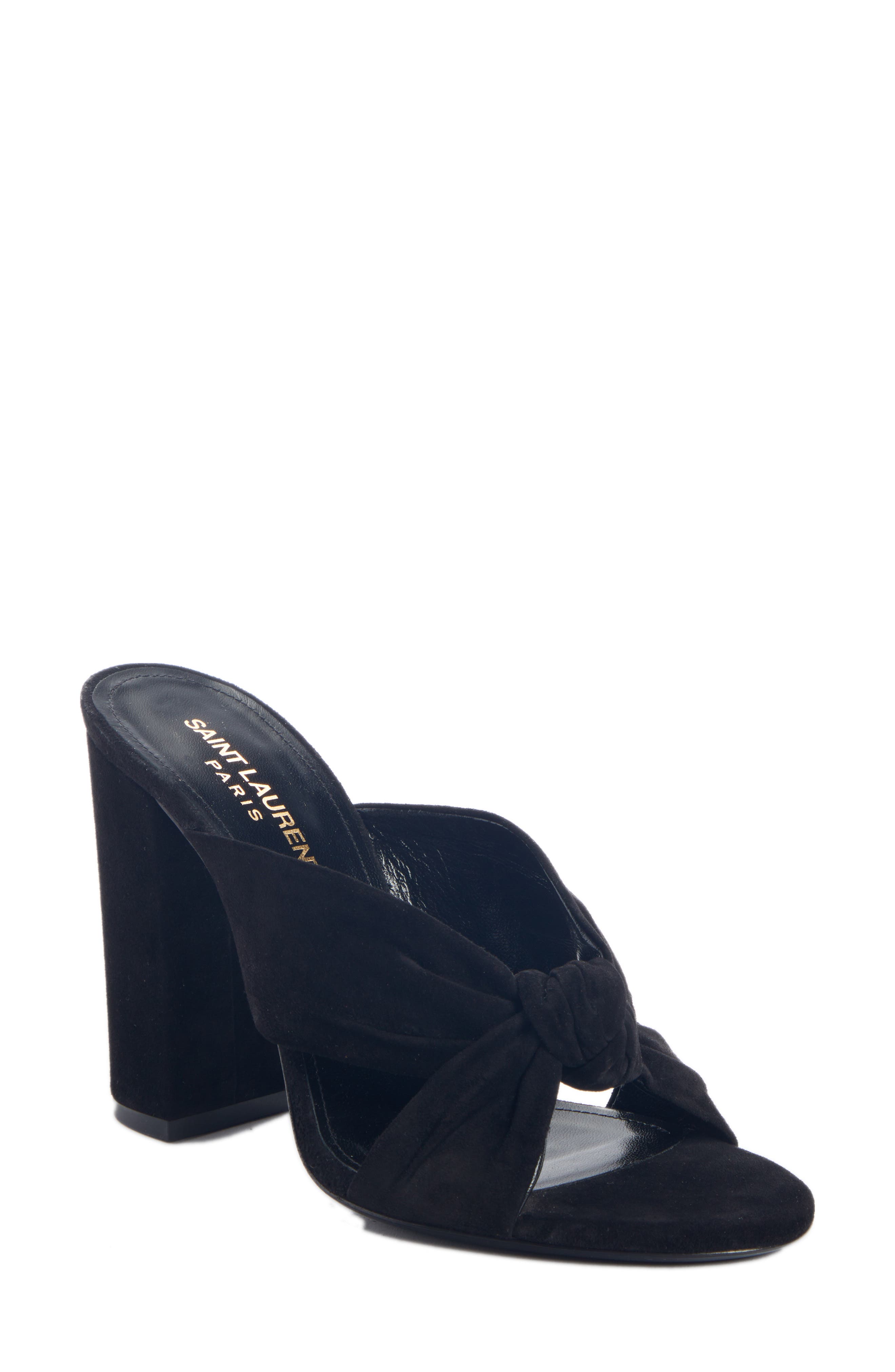 Saint Laurent Loulou Knot Slide Sandal, Main, color, 