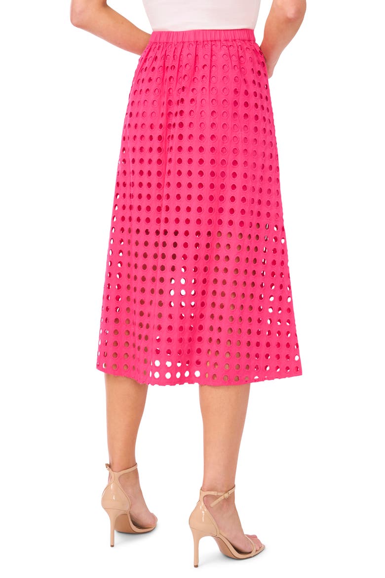 Eyelet Cotton Midi Skirt, Alternate, color, PINK TAFFY