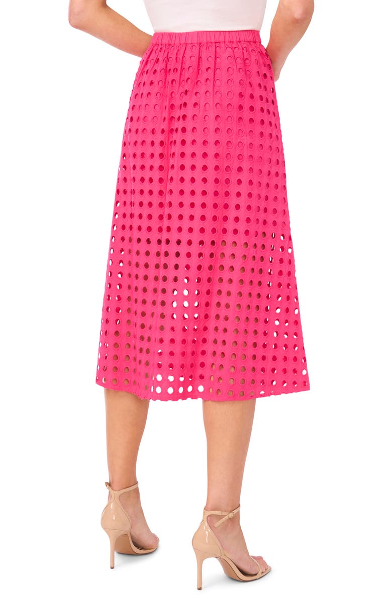 CeCe Eyelet Cotton Midi Skirt, Alternate, color, Pink Taffy