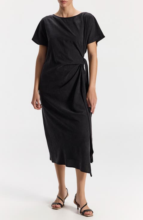 Carmela Asymetrical Shortsleeve Midi Dress