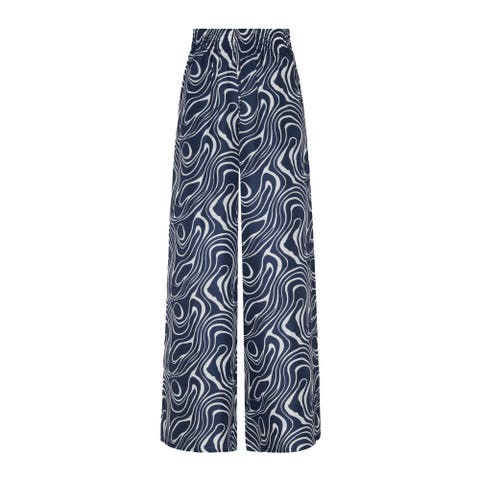 Women Wide-Leg Silk Pants Waves