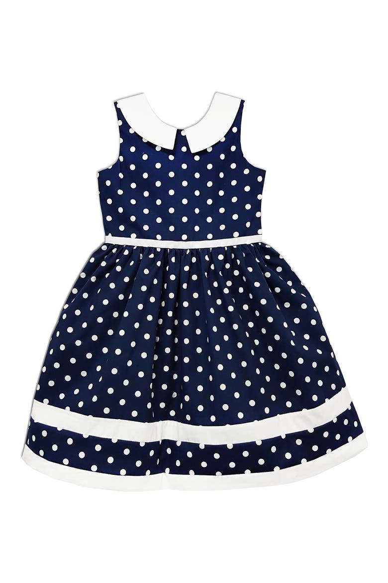 Polkadot Print Dress, Main, color, NAVY