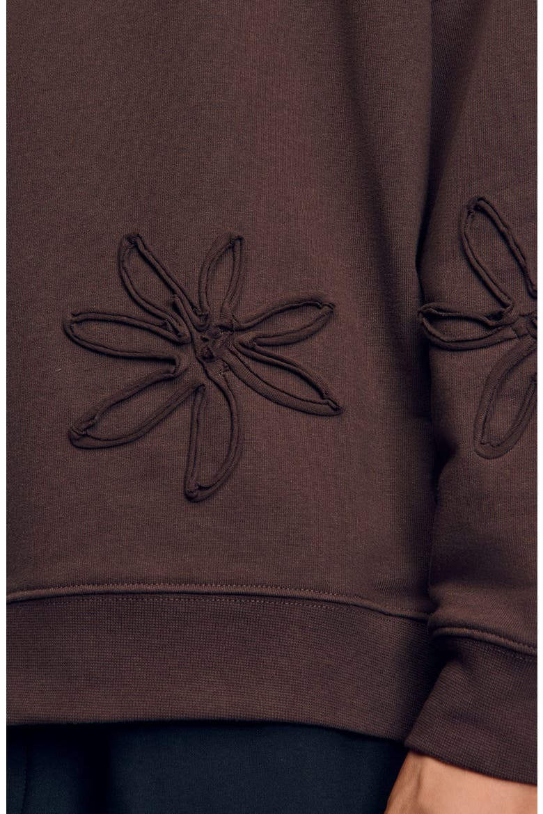 Oversized floral sweatshirt, Alternate, color, Chocolate