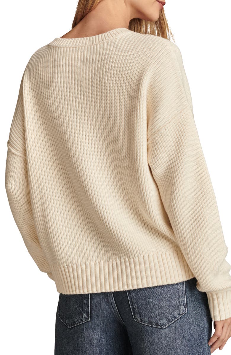 Lucky Brand Notch Neck Cotton Blend Sweater, Alternate, color, Tofu