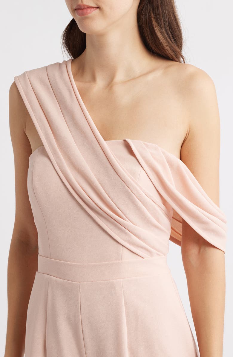 Black Halo Evelina Draped Off the Shoulder Wide Leg Jumpsuit, Alternate, color, Ballet Slipper